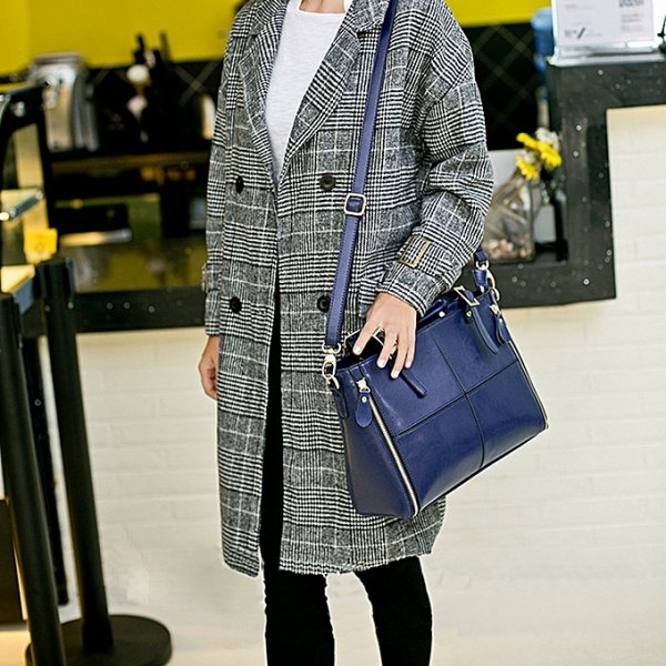 Ladies fashion leather handbag shoulder messenger bag satchel handbag blue