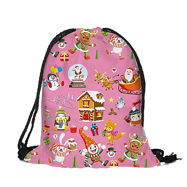 Merry Christmas, printed bags backpack gift bags of candy tied pocket